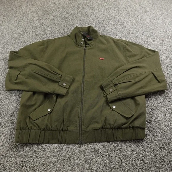 NEW Levis Jacket Mens L Green Full Zip Aviator Flight Bomber Coat Outdoor Work